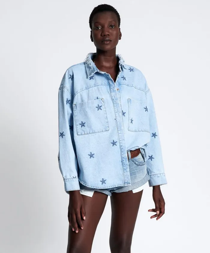 Women STARRED DARIA DENIM SHIRT One Teaspoon Denim Tops