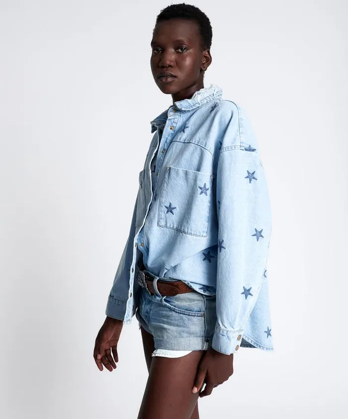 Women STARRED DARIA DENIM SHIRT One Teaspoon Denim Tops
