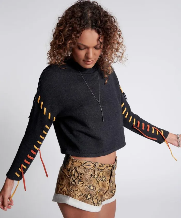 Women STITCHED UP CROP KNIT SWEATER One Teaspoon Knitwear Women STITCHED UP CROP KNIT SWEATER One Teaspoon Knitwear