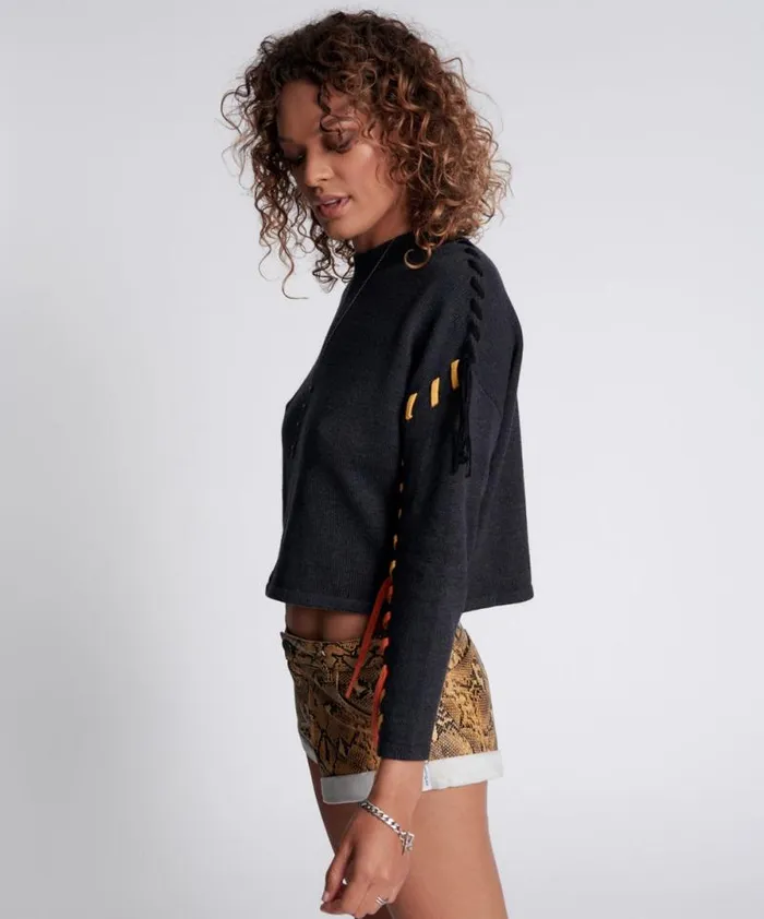 Women STITCHED UP CROP KNIT SWEATER One Teaspoon Knitwear Women STITCHED UP CROP KNIT SWEATER One Teaspoon Knitwear