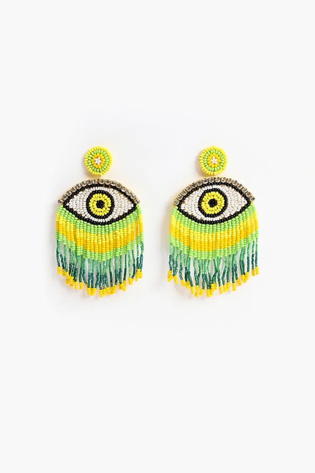 Women Sunny Lime Evil Eye Earrings Earrings America and Beyond