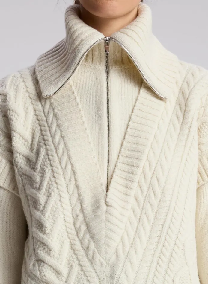 Women Sweaters ALC Callie Merino Cable Knit Sweater Off White