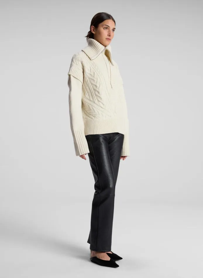 Women Sweaters ALC Callie Merino Cable Knit Sweater Off White