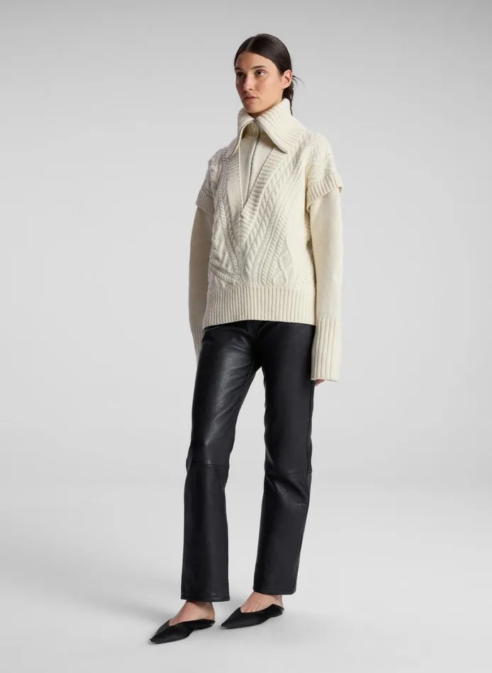 Women Sweaters ALC Callie Merino Cable Knit Sweater Off White