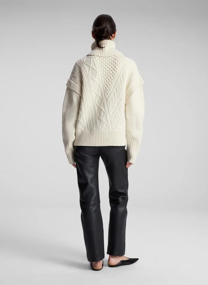 Women Sweaters ALC Callie Merino Cable Knit Sweater Off White