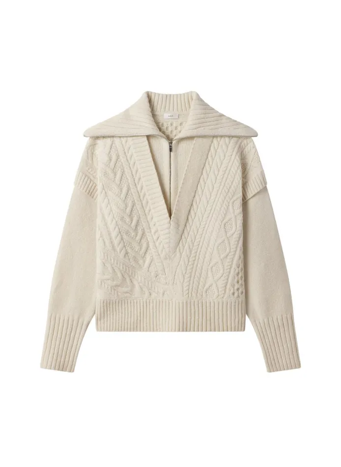 Women Sweaters ALC Callie Merino Cable Knit Sweater Off White