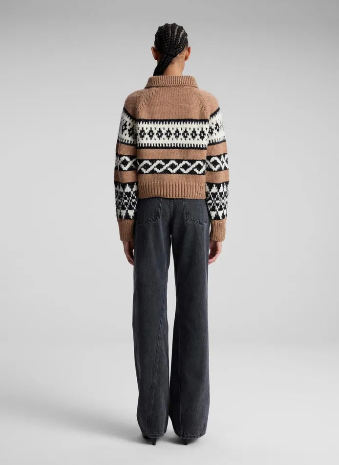 Women Sweaters ALC Carter Merino Fairisle Sweater Camel Multi