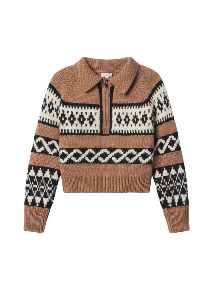 Women Sweaters ALC Carter Merino Fairisle Sweater Camel Multi