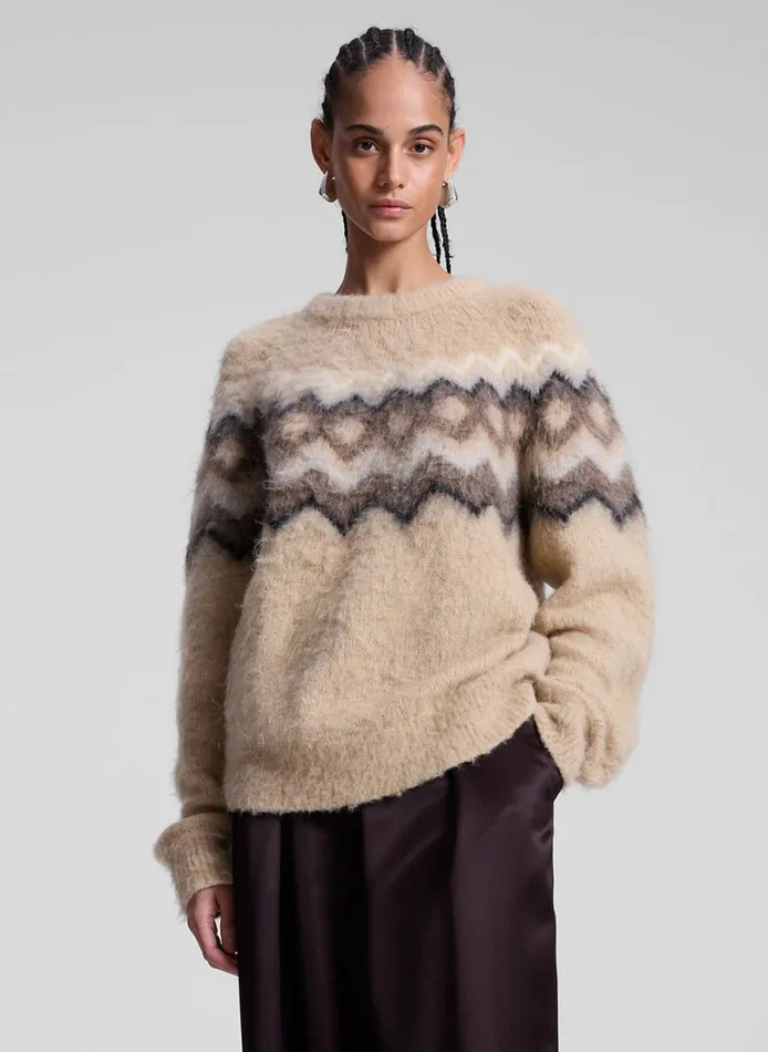 Women Sweaters ALC Ezra Fairisle Sweater Dark Taupe Multi