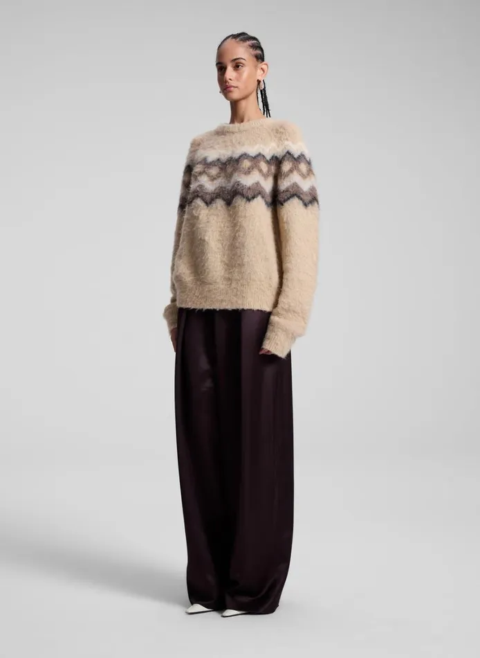 Women Sweaters ALC Ezra Fairisle Sweater Dark Taupe Multi