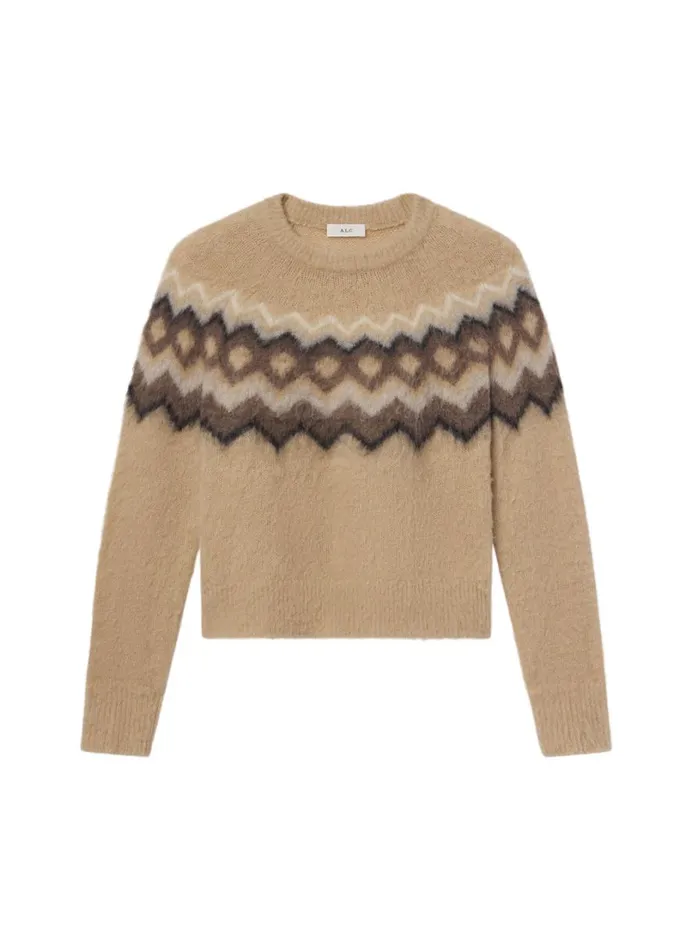Women Sweaters ALC Ezra Fairisle Sweater Dark Taupe Multi