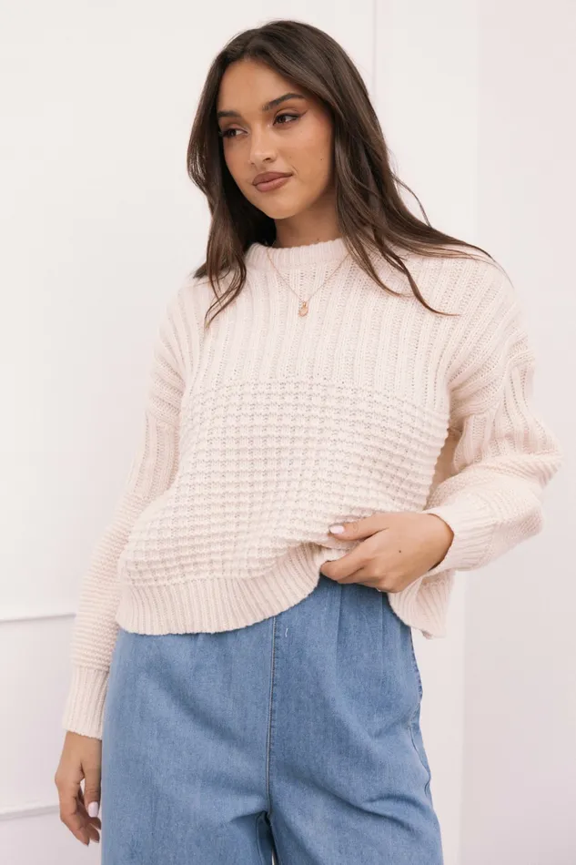 Women Sweaters Petal and Pup Alegra Knit Sweater Cream