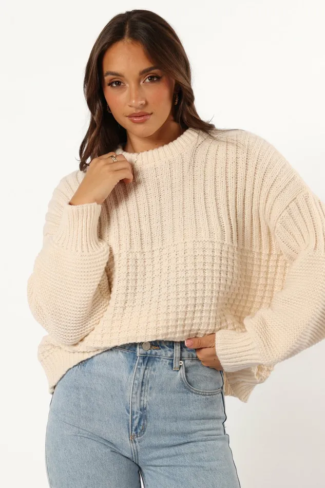 Women Sweaters Petal and Pup Alegra Knit Sweater Cream