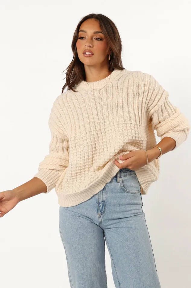 Women Sweaters Petal and Pup Alegra Knit Sweater Cream
