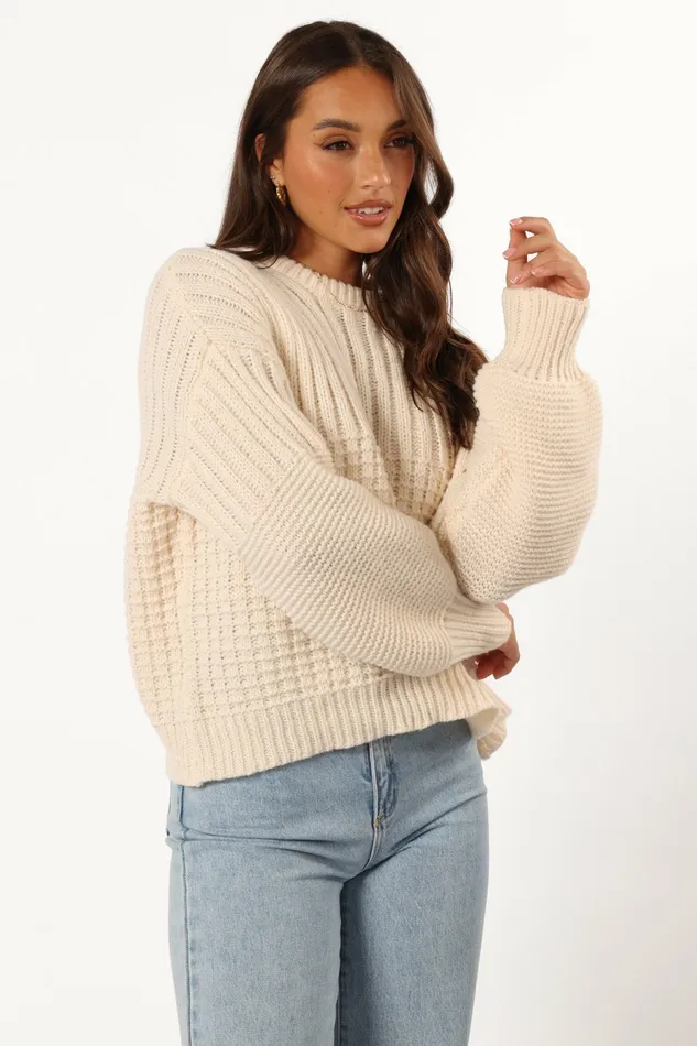 Women Sweaters Petal and Pup Alegra Knit Sweater Cream