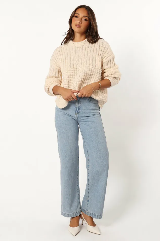 Women Sweaters Petal and Pup Alegra Knit Sweater Cream