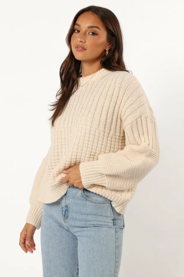 Women Sweaters Petal and Pup Alegra Knit Sweater Cream