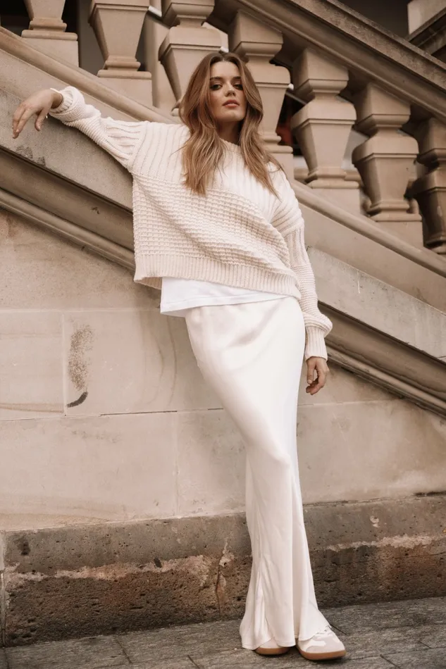Women Sweaters Petal and Pup Alegra Knit Sweater Cream