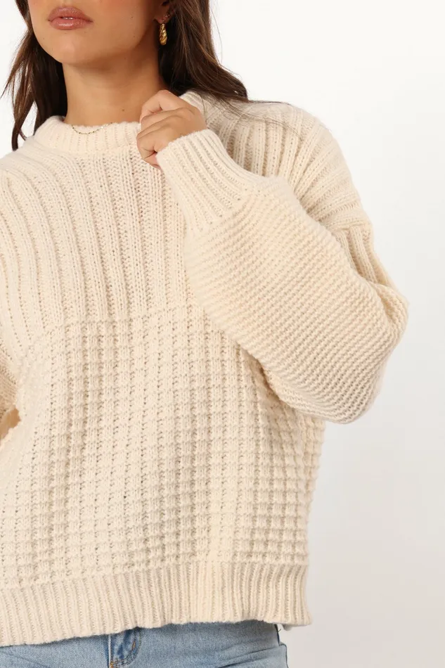 Women Sweaters Petal and Pup Alegra Knit Sweater Cream