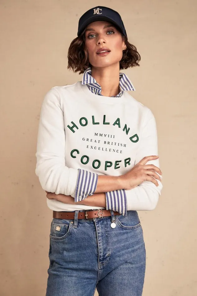 Women Sweatshirts Holland Cooper Varsity Crew White