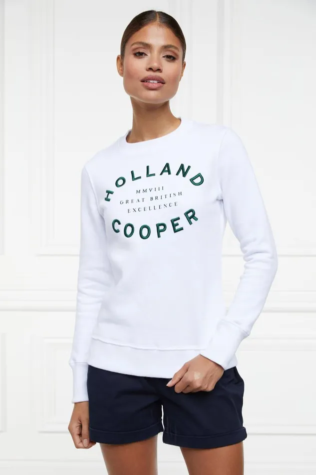 Women Sweatshirts Holland Cooper Varsity Crew White Women Sweatshirts Holland Cooper Varsity Crew White