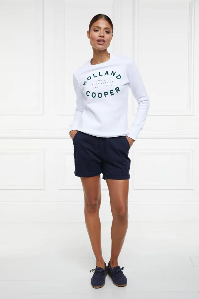 Women Sweatshirts Holland Cooper Varsity Crew White Women Sweatshirts Holland Cooper Varsity Crew White