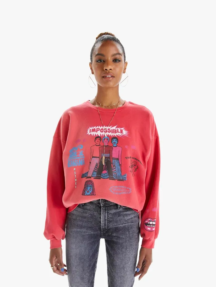 Women Sweatshirts Mother Denim The Drop Square Bright Pink