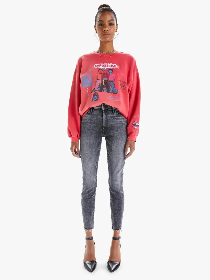 Women Sweatshirts Mother Denim The Drop Square Bright Pink
