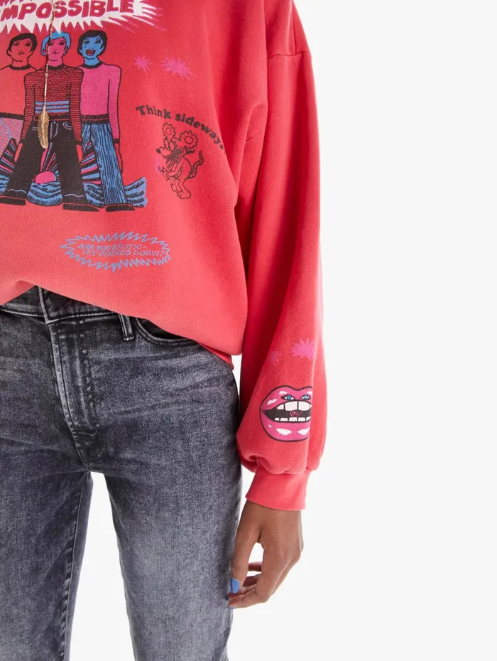 Women Sweatshirts Mother Denim The Drop Square Bright Pink