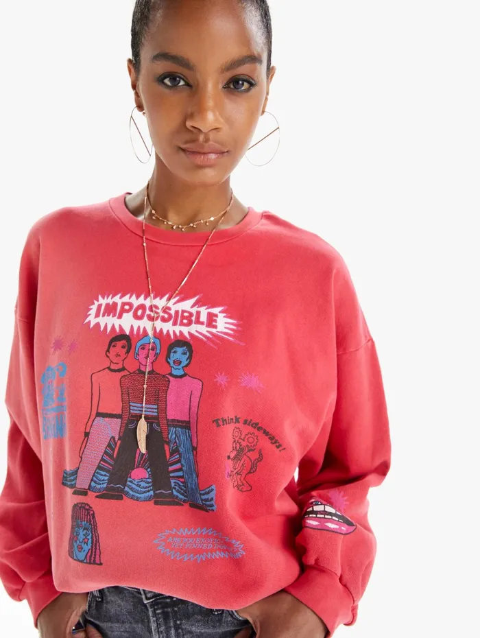 Women Sweatshirts Mother Denim The Drop Square Bright Pink