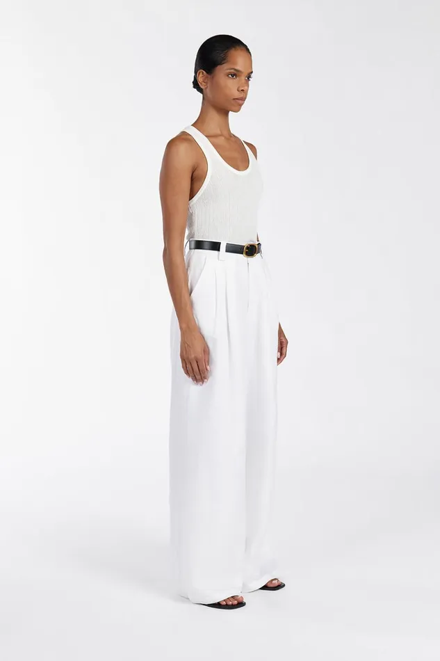 Women Tanks DISSH ALMA WHITE TEXTURED SCOOP KNIT TANK