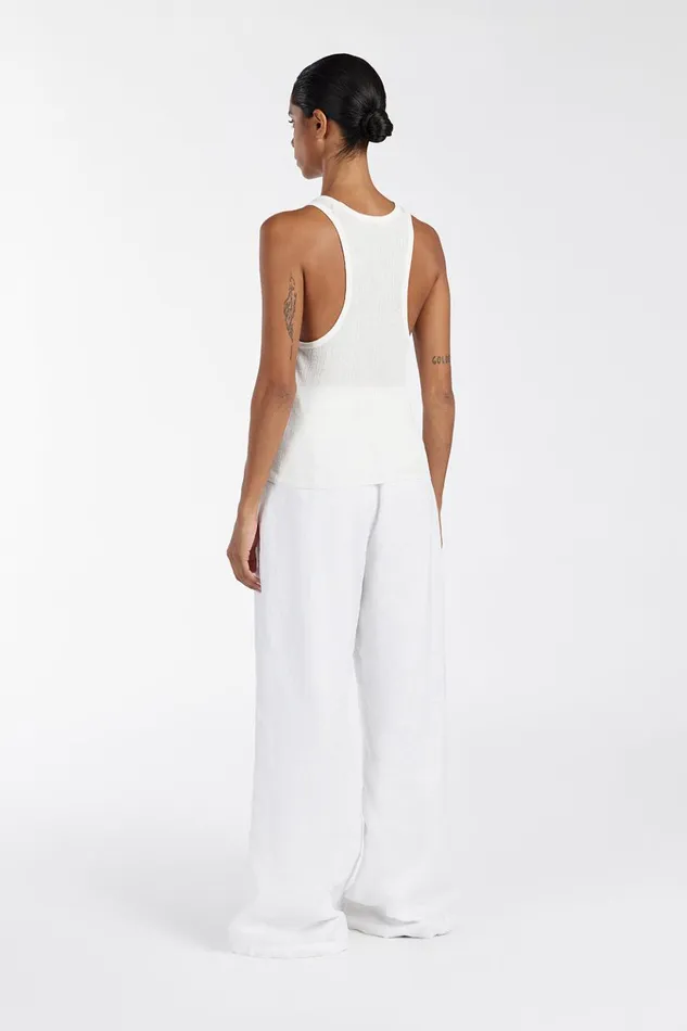 Women Tanks DISSH ALMA WHITE TEXTURED SCOOP KNIT TANK