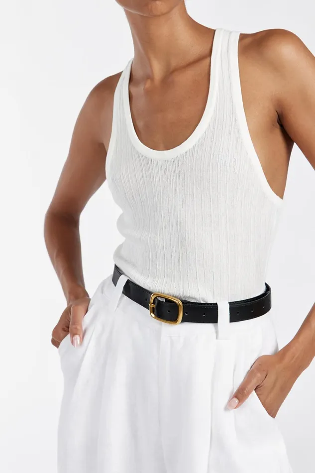 Women Tanks DISSH ALMA WHITE TEXTURED SCOOP KNIT TANK