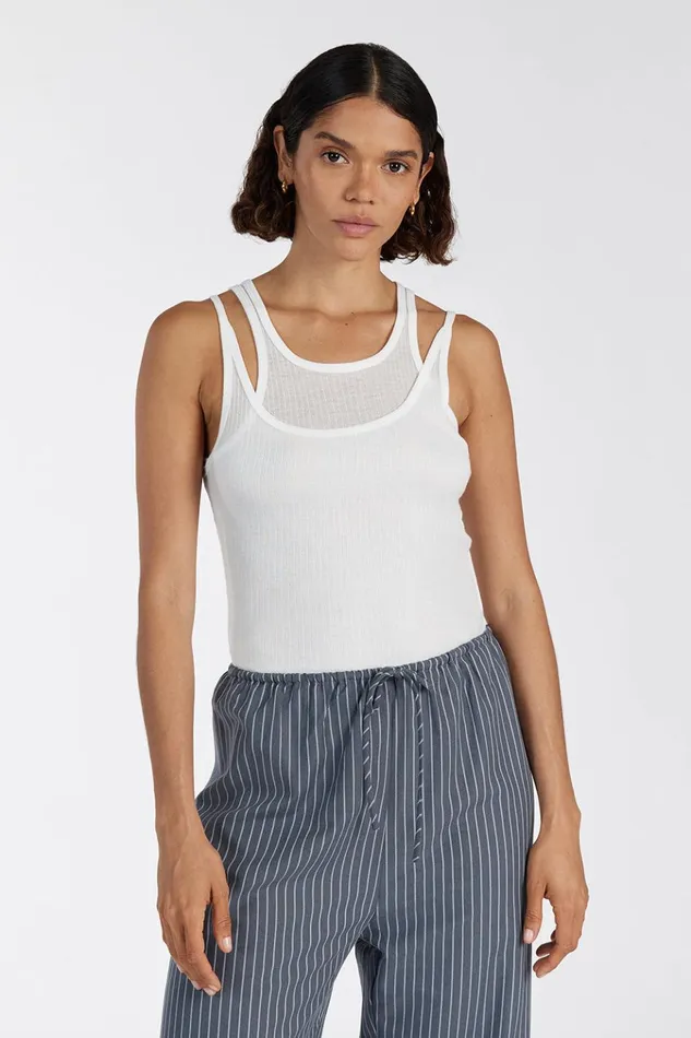 Women Tanks DISSH JUDE OFF WHITE SLEEVELESS LAYER TOP