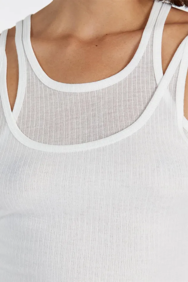 Women Tanks DISSH JUDE OFF WHITE SLEEVELESS LAYER TOP