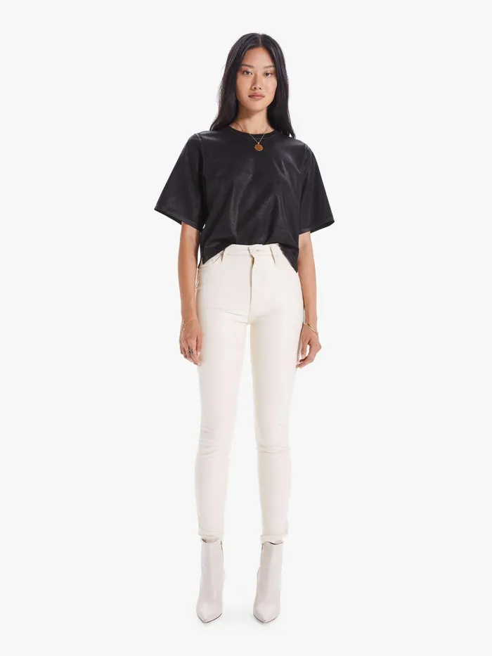 Women Tees Mother Denim The Funnel Crop Black