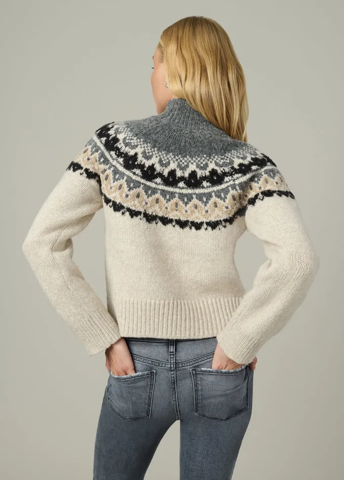 Women THE CELESTE FAIR ISLE SWEATER Oatmeal Charcoal Fair Isle Sweaters Joe8217s Jeans