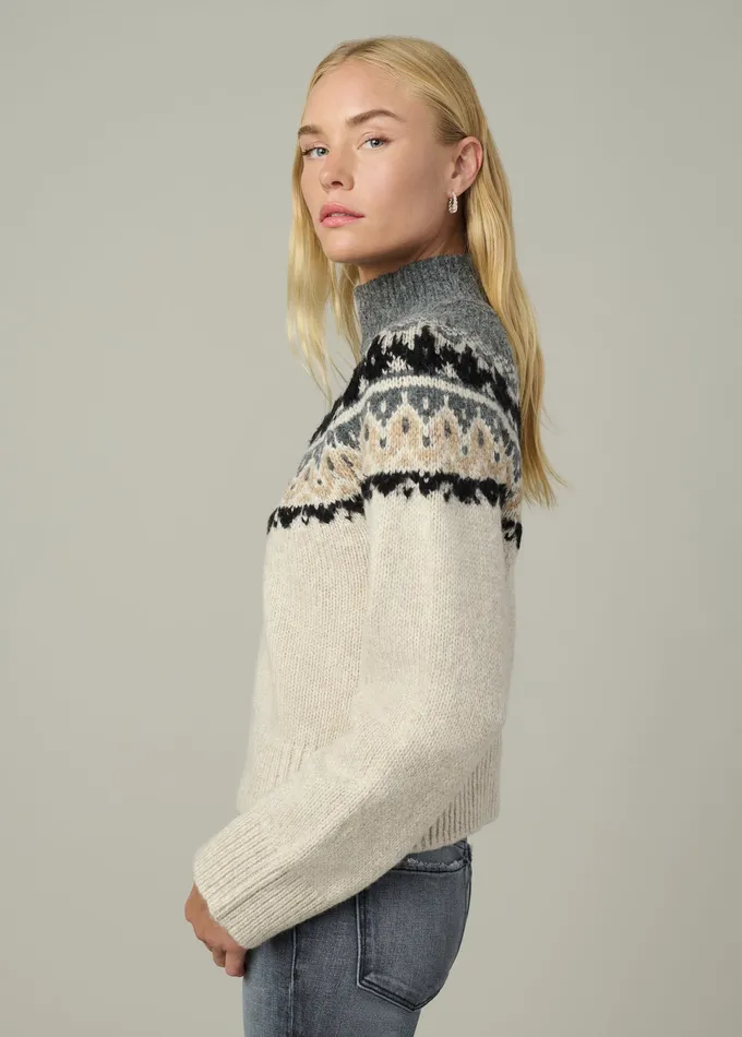 Women THE CELESTE FAIR ISLE SWEATER Oatmeal Charcoal Fair Isle Sweaters Joe8217s Jeans