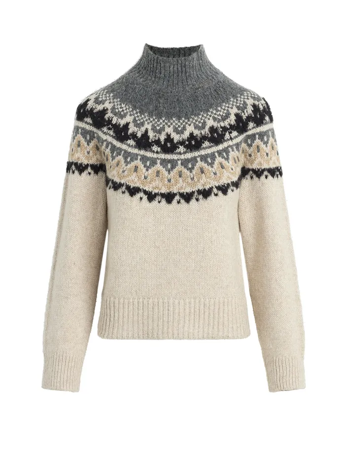 Women THE CELESTE FAIR ISLE SWEATER Oatmeal Charcoal Fair Isle Sweaters Joe8217s Jeans