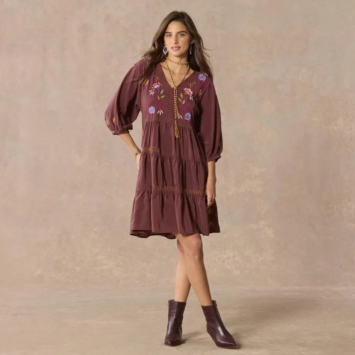 Women Toni Embroidered Dress Decadent Chocolate Sundance Catalog Dresses and Jumpsuits