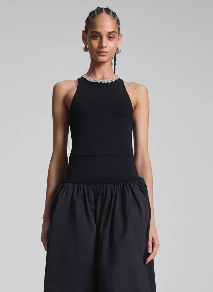 Women Tops ALC Bella Embellished Compact Knit Top Black
