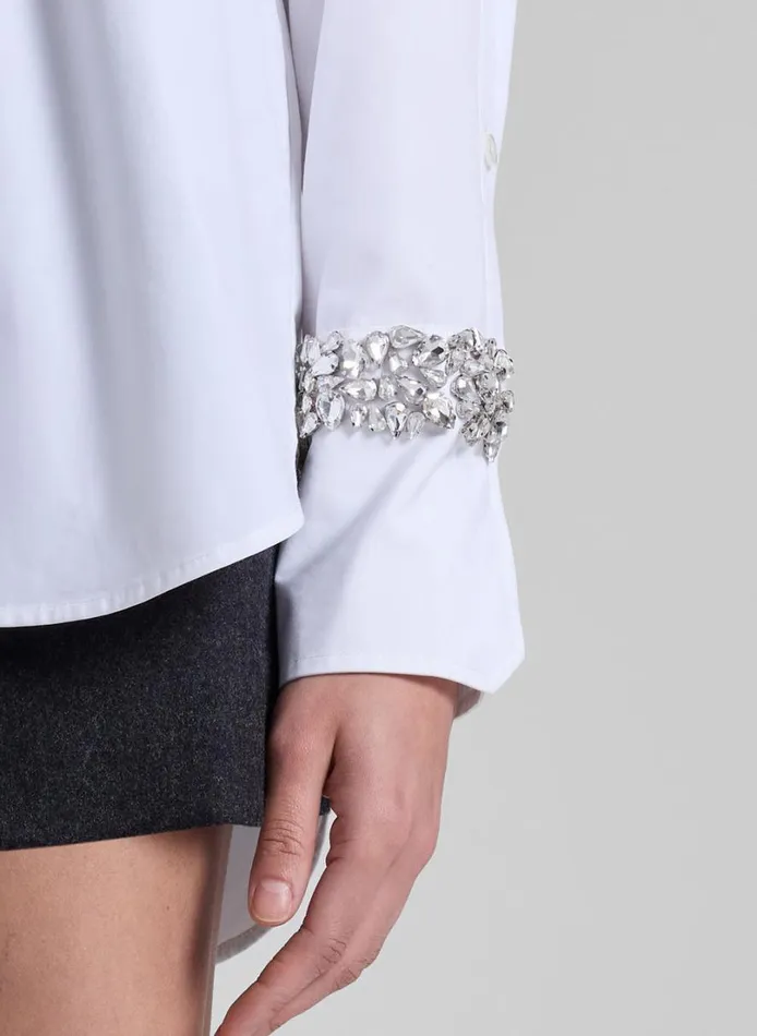 Women Tops ALC Calvin Embellished Sleeve Shirt White