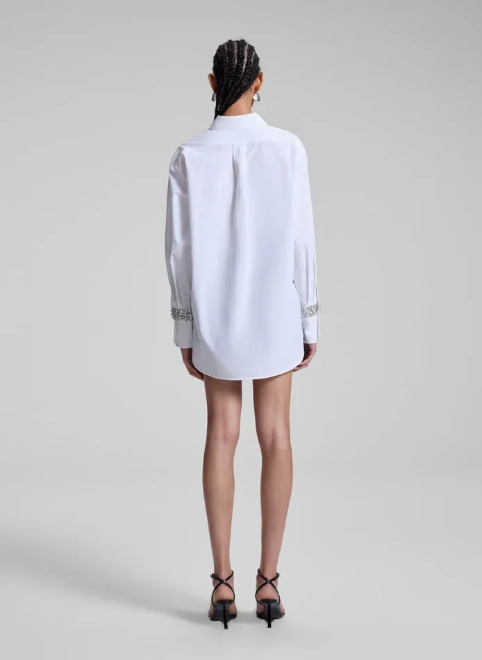 Women Tops ALC Calvin Embellished Sleeve Shirt White