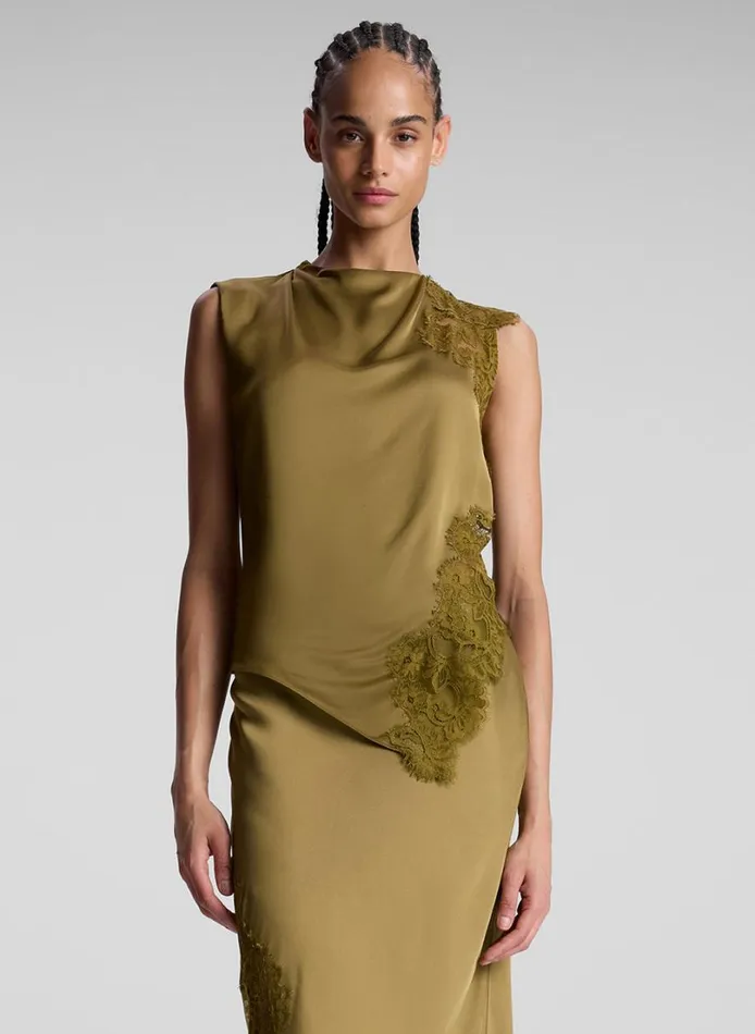 Women Tops ALC Gracie Satin And Lace Sleeveless Top Pyrite