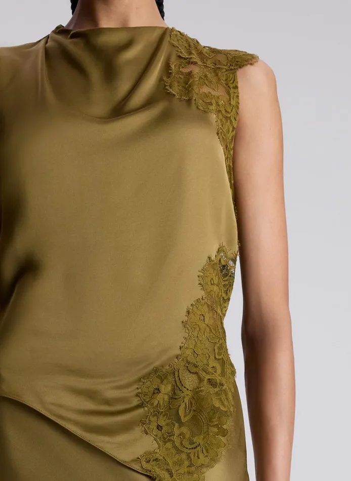 Women Tops ALC Gracie Satin And Lace Sleeveless Top Pyrite