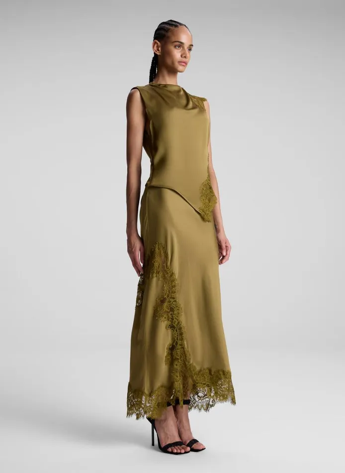 Women Tops ALC Gracie Satin And Lace Sleeveless Top Pyrite