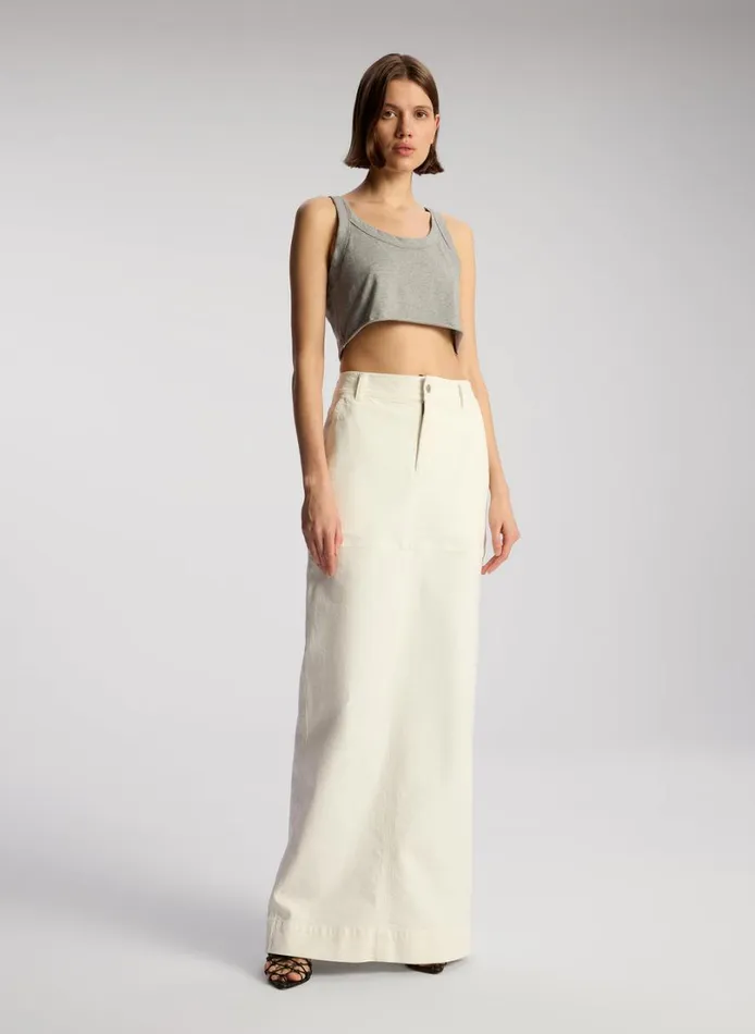 Women Tops ALC Halsey Cropped Cotton Rib Tank Grey Melange