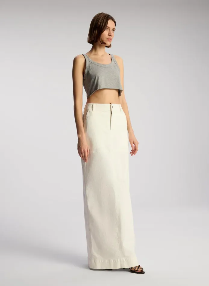 Women Tops ALC Halsey Cropped Cotton Rib Tank Grey Melange