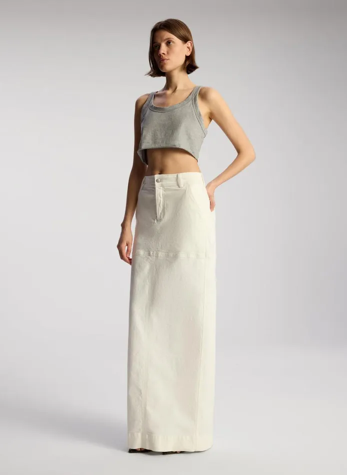 Women Tops ALC Halsey Cropped Cotton Rib Tank Grey Melange