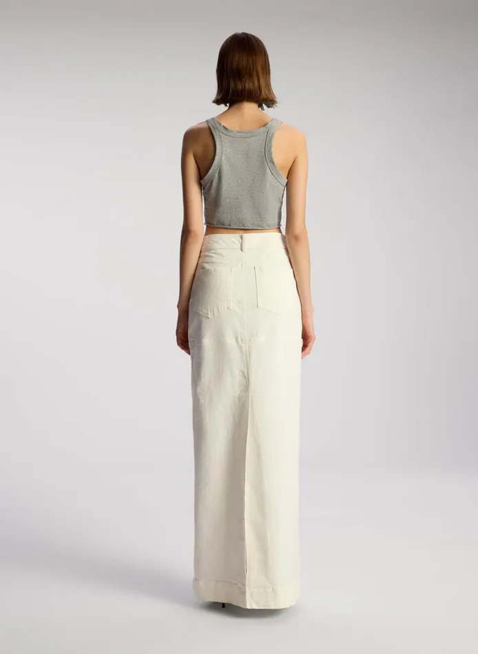 Women Tops ALC Halsey Cropped Cotton Rib Tank Grey Melange